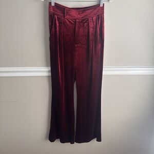 Red Velvet Sugar And Spice Wide Leg Trouser Pants S Holiday Whimsigoth Office